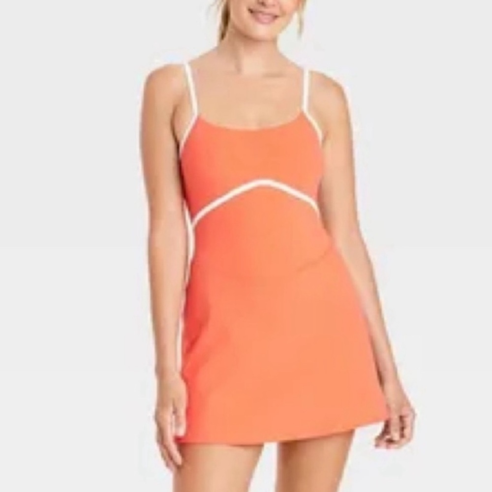 JoyLab Women’s active dress rose orange Size L With Built in Short With Pockets